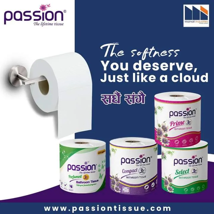 Passion Prime 3 Ply Bathroom Tissue 240 Sheets - 1 Roll Pack